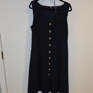 Tommy Hilfiger Navy Button-Front Midi Dress